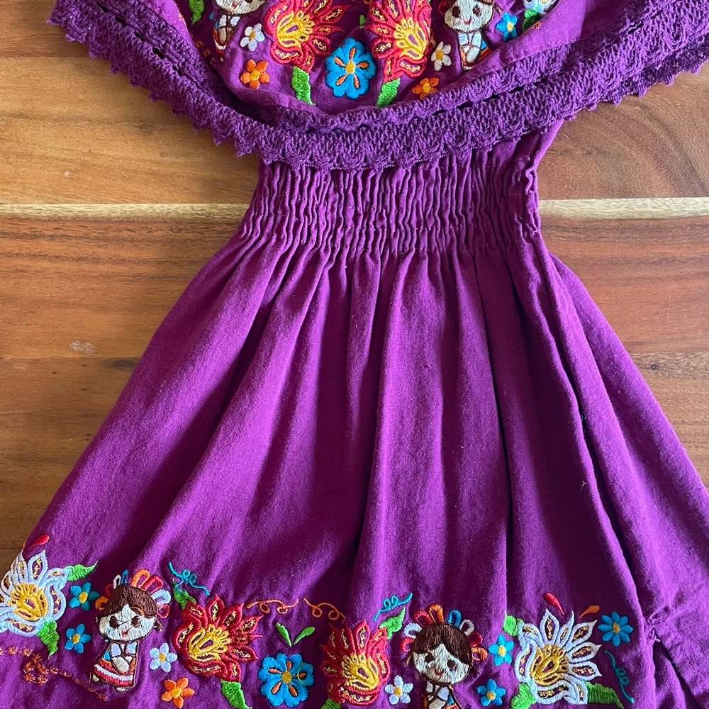 Purple Embroidered Kids Dress